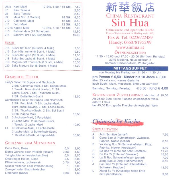Speisekarte von China-Restaurant Ling, Erftstadt